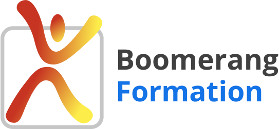 Logo de Boomerang Formation, organisme de formation, sessions de formations courtes personnalisées de prise en main et de mise à niveau rapide print web vidéo photo en présentiel sur site ou distanciel synchrone, formateur indépendant répondant aux exigences de la norme qualité Qualiopi, formations prises en charge par votre opco